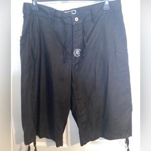 Mens black Linen cotton blend casual shorts size 38